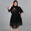 Plus Size Dresses WUHE Dot Mesh Sheer Club Dress Women Black Ruffles Sexy Bodycon See-through Night Party Vestido De Festa