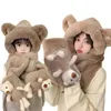 Berets 3D Teddy Bear Hat Winter Scali Monety Zestaw Śliczne pluszowe ciepłe połączenie dla dorosłych dzieci rodzina miękka przytulna ochrona przed zimną pogodą