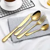 Dinnerware Sets 1010 Cutlery Set Black Gold Plated Stain Less Steel Knife And ForkCreativeColorfulWesternSteak KnifeFork SpoonFinePolished