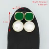 Pendientes de aro estilo coreano para mujer, gota de resina verde y blanca, colgante largo geométrico Vintage, joyería para fiesta