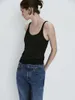Kvinnors tankar Kvinnor 2023 Summer Fashionabla Slim-Fit Sling Retro Thin Belt U-krage Basic Chic Solid Color Inner Top Mujer