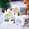 Juldekorationer dekoration Micro Landscape Ornament White Luminous Hart House Xmas Gift For Home