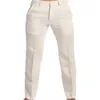 Męskie spodnie 2023 Stand kieszeń swobodny lniany solidny biały szary prosta noga spodni eleganckie mody dresowe odzież uliczna