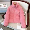 Trench da donna Donna Rosa Corto Parka Giubbotti 2023 Inverno Nero Velluto a coste Cerniera Spessore Caldo Capispalla Donna Bianco Sciolto Lungo Cotone