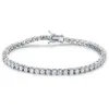 Quality 4A Entire 3mm 4mm CZ Tennis Bracelet In Real Solid 925 Sterling Silver Classial Jewelry 2pcs Lot274M