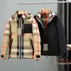 2023 New Mens Hoodies Classic Plaid Down Cotton Unisex冬の厚い1つのコート2文字黒い暖かいジャケットGaoqiqiang456