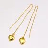 Boucles d'oreilles pendantes MxGxFam élégant coeur longue ligne goutte bijoux pour femmes 24 K couleur or pur plomb et Nickel