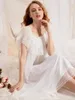 Women's Sleepwear Women Summer Short Sleeve Vintage Nightgown Lace Fairy Sexy Loose Pajama Princess Romantic Victorian Lolita Loungewear