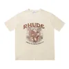2024men's T-Shirts Meichao Rhude Kräuterpflanze Print High Street Lose Summer Round Neck Kurzarm T-Shirt