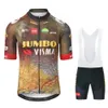 Cykeltröja sätter Jumbo VISMA -kläder 2023 Män Kort ärm Set Mtb Bike Uniforme Maillot Bicycle Ropa Ciclismo Hombre 230928