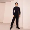 Stage Wear Hommes Pantalons de danse de salon professionnel Noir Pantalon Latin Adultes Tango Samba Rumba Chacha Moderne DWY9391