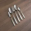 Set Piatti Sabbia Set Posate Acciaio Inox 45 Pezzi Servizio Per 8 - Stoviglie Complete Posate Per Tutti I Giorni E Per Eventi Speciali