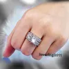 Taille 8-13 bijoux de luxe 10kt or blanc rempli topaze blanche gemme hommes mariage simulé diamant bague de fiançailles de mariage set259T