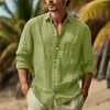 Chemises habillées pour hommes en coton et lin Business Casual et chemisiers Beau Social pour hommes à manches longues