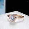 Cluster Rings juliDream Classic Design 585 Guldfärg Full Zircon Wedding Open för kvinnor Lyxmodelsmycken Fingertillbehör
