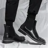 Moda rebites homens chelsea botas de negócios deslizamento-on oxfords sapatos designer de luxo couro formal sapatos masculinos 1aa60