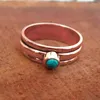 Cluster Rings Huitan Bohemian Style Imitation Turquoise Women Ethnic Vacation Party Aesthetic Finger Accessories Lady Drop Ship Jewelry
