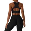 Ensembles actifs femmes Compression douce élastique V coupe côtelé danse Flare pantalon et soutien-gorge ensemble couleur unie gymnase Fitness Yoga