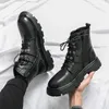 Boots Autumn Winter Högkvalitativ svart motorcyklist Boot Men Fashion Platform Safety Boots Men High-Top Leather Shoes Men Botas Hombre 230928