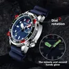 Montres-bracelets montre à Quartz pour hommes affaires mode loisirs vert lueur 3 barres étanche calendrier rotatif anneau Reloj Hombre