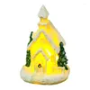 Juldekorationer dekoration Micro Landscape Ornament White Luminous Hart House Xmas Gift For Home