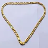 Solide Stamep 585 gekeurd 24 k geel fijn goud gevuld Europa Figaro ketting link ketting lengte 8 mm Italiaanse link 60cm316k