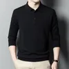 Men's Sweaters Sheep Wool Polos Long Sleeve Turn Down Collar Knitwear Pure Merino Tee Shirts Pullover Jumpers