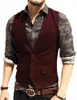 Men's Vests Suit Vest Black Grey Wool Tweed Waistcoat Jacket Slim Fit Like Business Groomman Clothing Man For Wedding