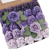 Fleurs décoratives 25 pièces/boîte Bouquet de roses artificielles mousse PE fausse fleur cadeau avec boîte pour fête de mariage fournitures de décoration de chambre à domicile