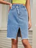 Röcke 2023 Damen Split High Waist Slim A-Linie Wrapped Hip Denim Rock