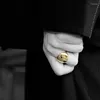 Pierścienie klastra TKJ 925 Sterling Silver gładki 14 -karatowy złoto plisowany otwarta para pierścionka mężczyzn kobiet hurtowa biżuteria