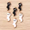 Charms 10 Stück 8 x 26 mm Cartoon-Emaille-Halloween-Geist-Anhänger für die Herstellung von DIY-Ohrringen, Halsketten, handgefertigten Schlüsselanhängern, Schmuckzubehör