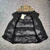 New Mens Luxury Hoodies Jacket Classic Plaid Down Cotton Unisex Winter Thickened One Coat Two Letters Black Warm UOW7