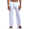 Pantalon de sport décontracté pour hommes, couleur unie, cordon de serrage, taille élastique, coupe ample, pantalon de Yoga, sommeil, gymnastique, survêtement, pyjama de salon