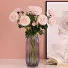 Decorative Flowers 4Pc Hand Feel Moisturizing 3Heads Dew Lotus Artificial Real Touch Wedding Decor Bridal Bouquet Home Decoration Ornaments