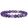 Bracelet en pierre violette à brins de 8mm, perles rondes, agates, améthystes, Mica, bijoux de guérison, cadeaux pour femmes et hommes