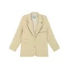 Costumes pour femmes jaune dames Blazer veste vêtements coréens doux costume manteau Texture tempérament Kawaii Harajuku Streetwear affaires décontracté fille