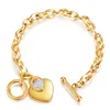 Bracelets à maillons en titane et acier, chaîne RoleLInk, pendentifs en forme de cœur pour femmes et filles, bijoux tendance, peuvent graver, contactez-nous