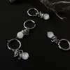 Boucles d'oreilles rétro en titane et acier, Style chinois, tendance nationale, Vintage, perle d'opale blanche, Clips d'oreille pour hommes, bijoux