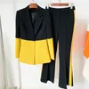 Kvinnors tvådelar Pants 2023 Star Fashion Professional Suit One Button Color Blocking Bell-Bottoms Two-Piece Set