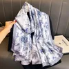 Foulards 2023 Satin Soie Foulard Châle Mode Fleurs Imprimer Design Pour Femme Polyvalent Foulard Wraps Serviette De Plage Bandana