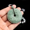 Pendentif en Jade à motif Ruyi vert, haricot de jadéite naturel, boucle de paix