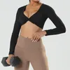 Actieve shirts Gym Crop Tops met lange mouwen voor dames Twist Deep V Workout T-shirt Top Sneldrogend gewatteerd Sport Fitness Yoga