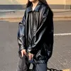 Skórzana damska Sigutan 2023 jesienna zima koreańska czarna kurtka Kobieta długa motocyklista motocyklowy zamek streetwear luźne płaszcz żeński