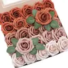 Fleurs décoratives 25 pièces/boîte Bouquet de roses artificielles mousse PE fausse fleur cadeau avec boîte pour fête de mariage fournitures de décoration de chambre à domicile