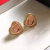 Luxury Double Heart Shaped Stud Ccity Earrings Gold Smooth Metal Love Drop Earring For Women Jewelry Party Gift 3586