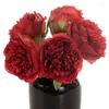 Fiori decorativi 33 cm Seta artificiale peonia bouquet decorazione 5 teste rosa blu rosso bianco peonie finte decorazioni per la casa