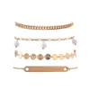 PCS Set Gold Chains -armband SETS PESKIN BEADS TASSEL CHAIN ​​RECTANGLE Geometric Cuff Friendship Armband Jewelry Link 2392