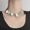 Choker Light Luxury Niche Vintage Button Beaded Necklace 2023 Simple Senior Sense Natural Shell Clavicle Chain Female