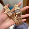 Orologi da polso di marca di moda Donna Ragazza Numeri romani Quadrante rettangolare Stile Serbatoio in acciaio con logo Orologio CA 120